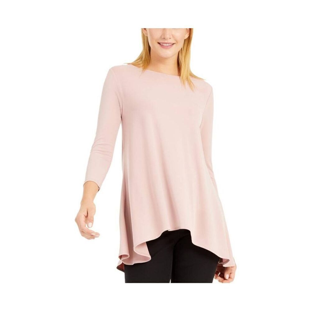 Alfani Essential Hi-Lo 3/4 Length Sleeves Tunic Top Tee Prairie Rose XXLarge